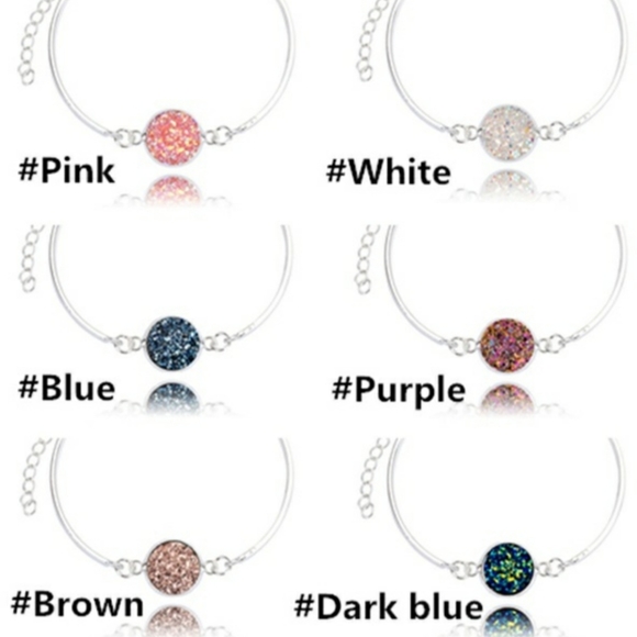 *6 colors* Sparkly Druzy Silver Plated Bracelet - Picture 4 of 4